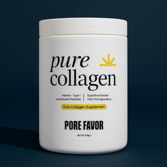 Pore Favor collagen powder bottle for easy mixing in drinks to support skin hydration