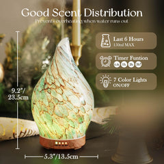Porseme starry-pattern glass cover highlights decor while releasing subtle essential oil mist.