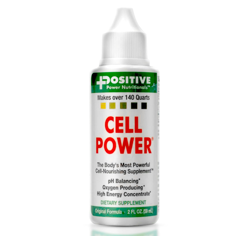 Positive Power Cell Power Drops bottle front, premium liquid oxygen supplement for daily vitality.