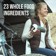 Possible SuperGreens label close-up emphasizing non-GMO, vegan, gluten-free attributes.