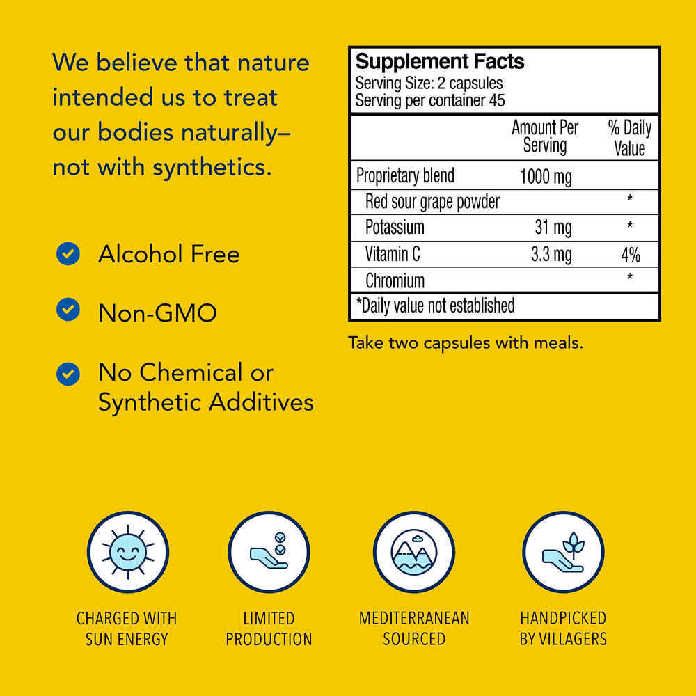 Graphic showing key minerals potassium, chromium, and vitamin C on the Resvital label.