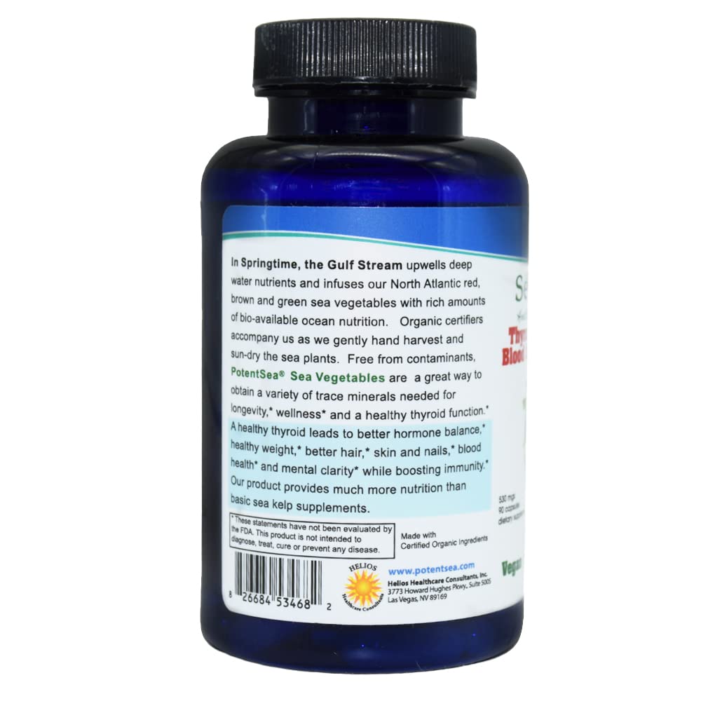 Ingredients panel for PotentSea Sea Vegetables notes 1590 mg of organic sea vegetables per serving