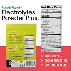 PowderVitamin Electrolytes Plus strawberry kiwi being poured into water