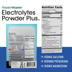 PowderVitamin keto hydration mix shown dissolving in a glass of water.