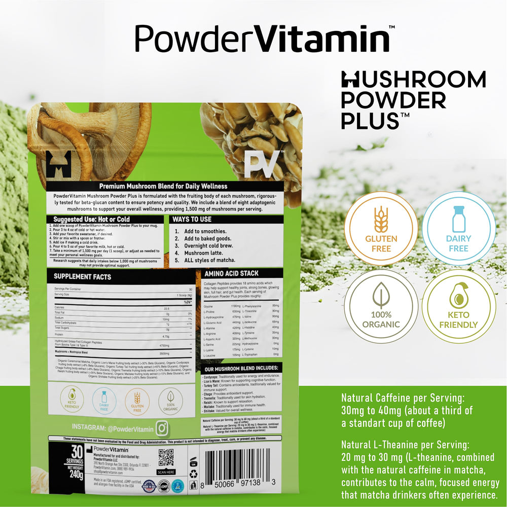 PowderVitamin prepared latte shows creamy texture for smooth energy.