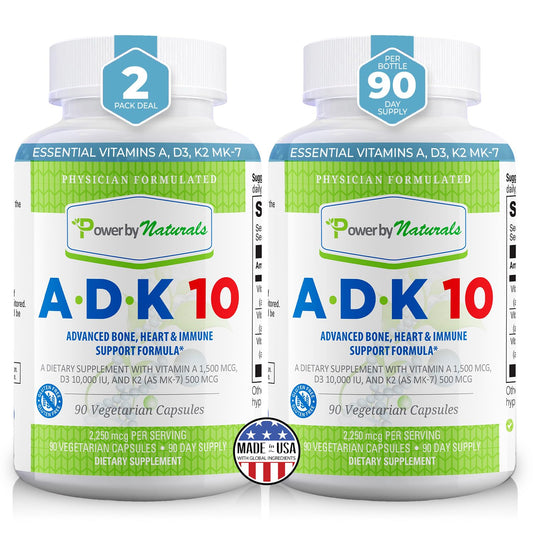 Power By Naturals ADK10 bottle on shelf showing high-potency bone support