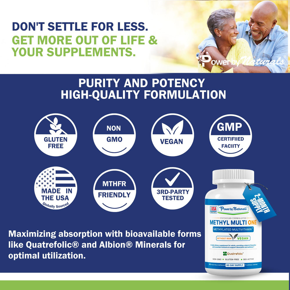 Power By Naturals Methyl Multi One product made in USA facility for safety