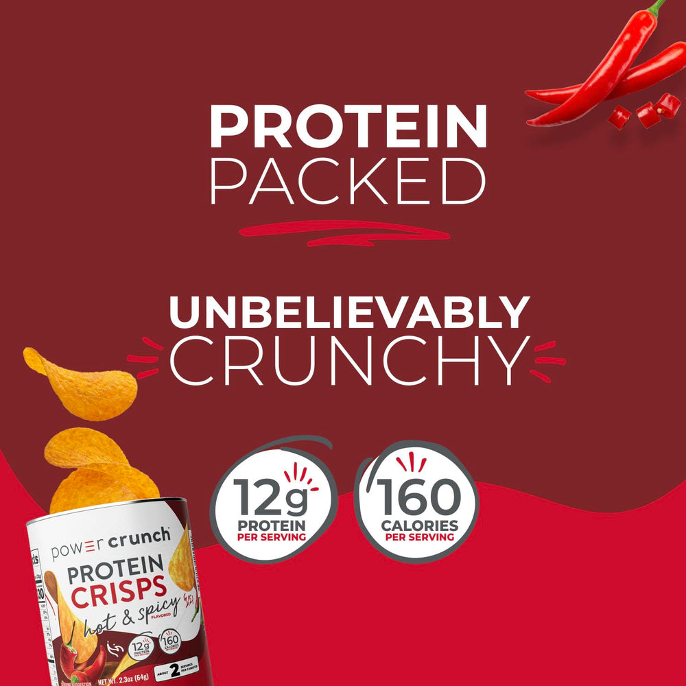 Power Crunch CRISPS Hot and Spicy in lunchbox promotes a quick high-protein snack