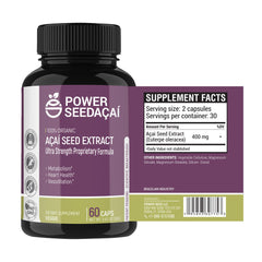 Power Seed Acai bottle with capsules for natural circulation support.