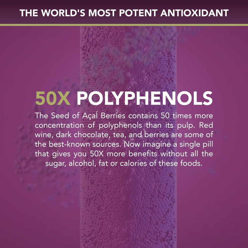 Power Seed Acai capsules in travel-friendly blister pack.