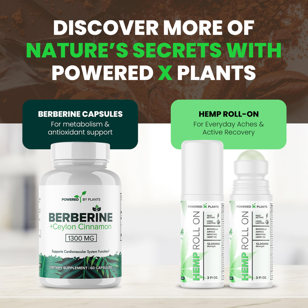 POWERED X PLANTS stir-in in glass with spoon demonstrates versatile mixing options.