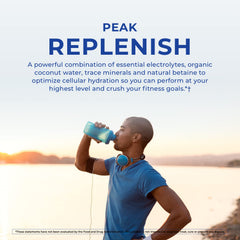 POWERLIFE Peak Replenish organic coconut water image suggesting energy-boosting hydration.