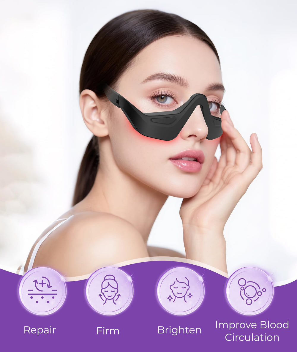 PQSNZ Eye Red Light Therapy Glasses side view showing sleek, portable design.