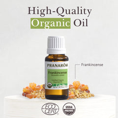 Diffuser session with Pranarom Frankincense oil releasing a fresh, resinous aroma.