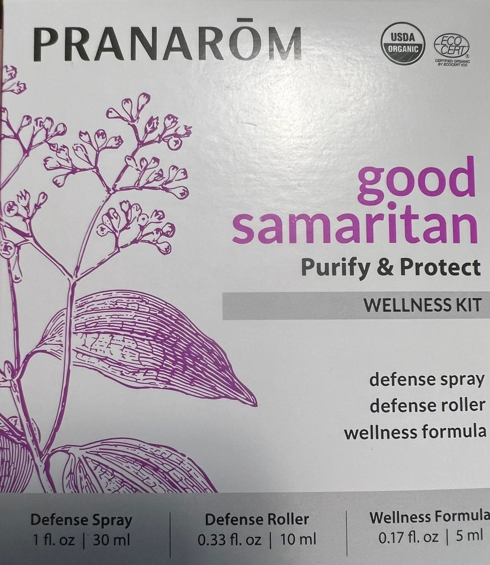 Pranarom Good Samaritan oil used topically for skincare routine.