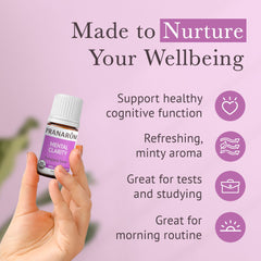 Pranarom Mental Clarity drop with carrier oil for massage use.