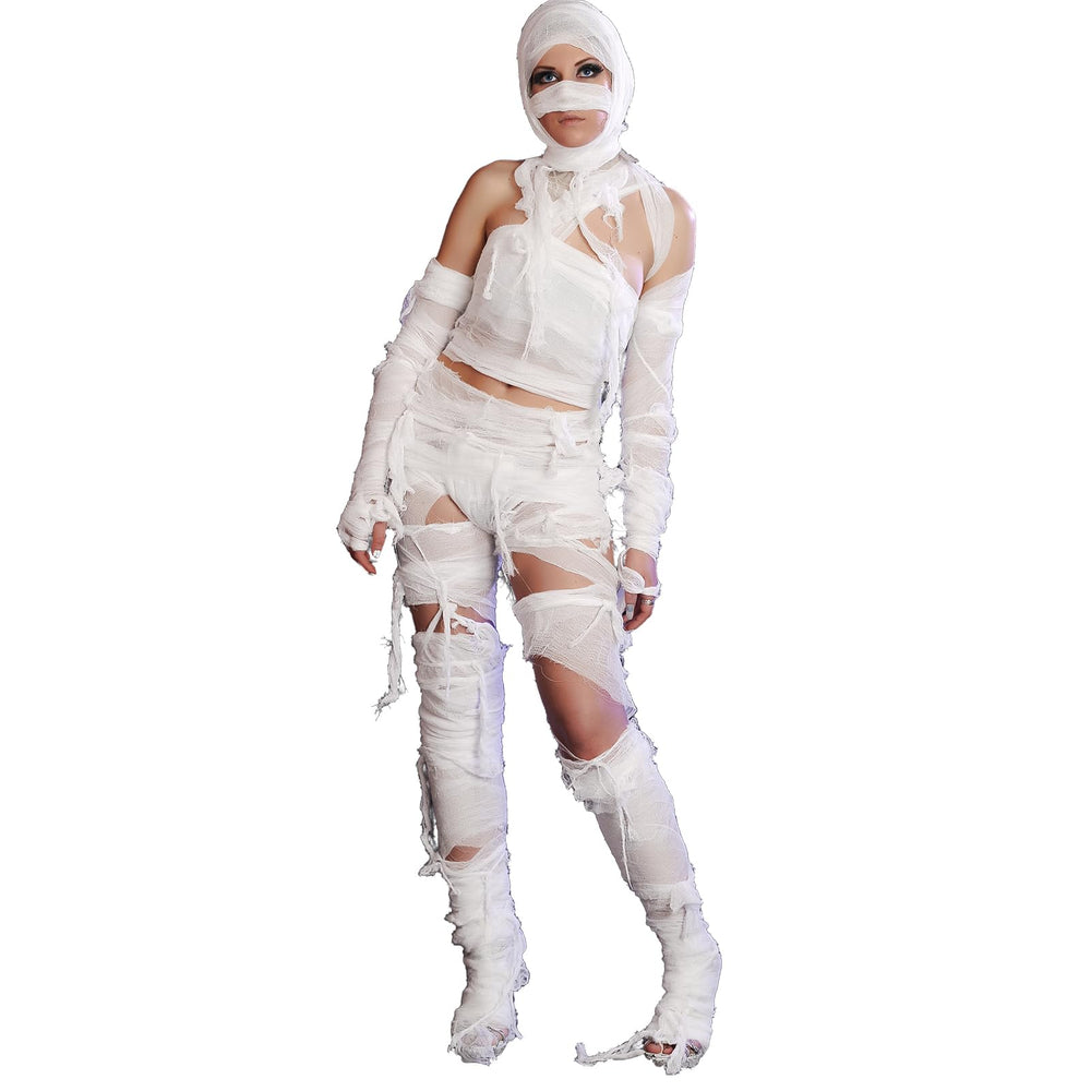 Preboun creepy bandage decor for Halloween parties creates tension.