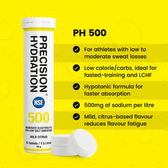 Precision Hydration tablets dissolving in water to form a low calorie drink