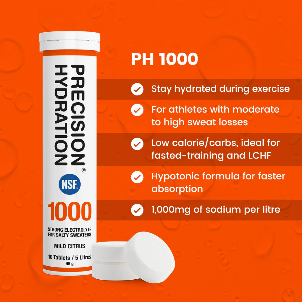 Precision Hydration orange-label tube ready for on-the-go hydration.