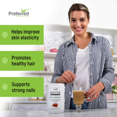 Stirring Preferred Elements Keto Collagen into coffee for a creamy convenient daily boost