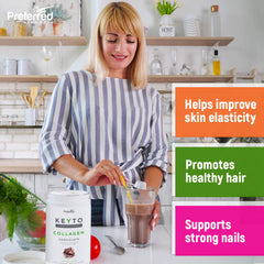 Preferred Elements KEYTO chocolate packaging front highlights keto-friendly formula.