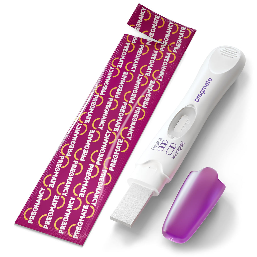 Pregmate midstream test cap and ergonomic handle for mess-free use.
