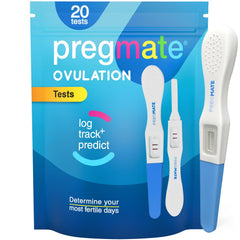 Pregmate ovulation midstream tests 20-count pack for fertility planning.