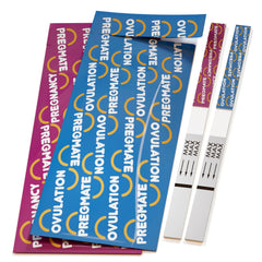 PREGMATE ovulation test strip dip-into-cup view yields clear results.