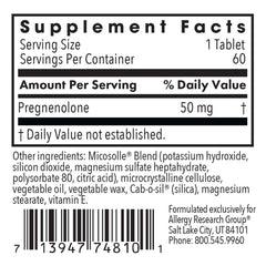 Pregnenolone 50 mg scored tablets in packaging for easy daily dosing.