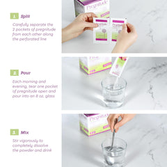 Pregnitude on-the-go packets fitting in purse or bag.