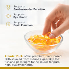 Premier DHA bottle with seal emphasizes quality and purity