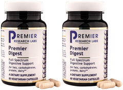 Premier Digest bottle front showing vegetarian enzyme blend for digestion support.