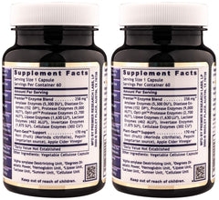Premier Digest capsules close-up showing vegan-friendly, protein- and fat-digesting enzymes.