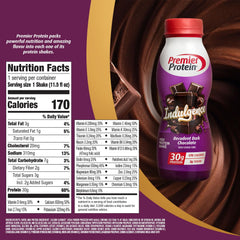 Premier Protein Indulgence Dark Chocolate pour into glass for a satisfying snack