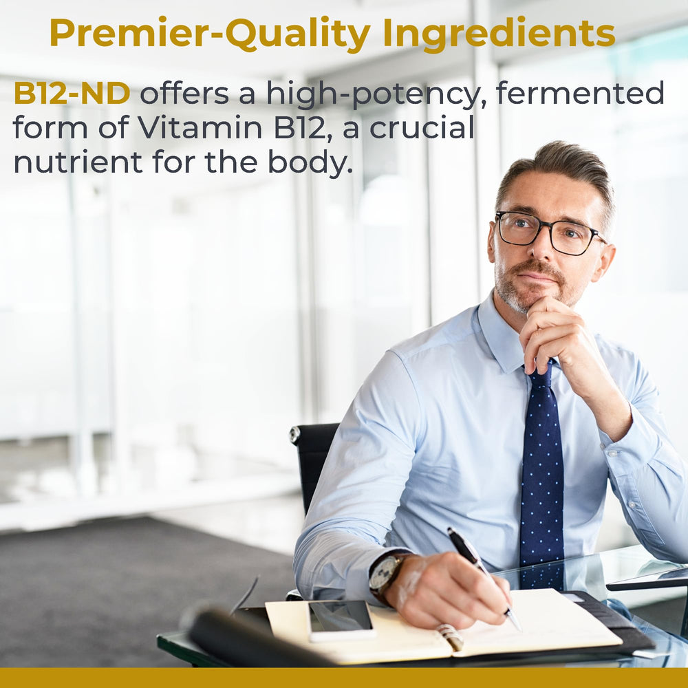 Premier Research Labs B12-ND liquid dropper enables precise dosing with methylcobalamin.