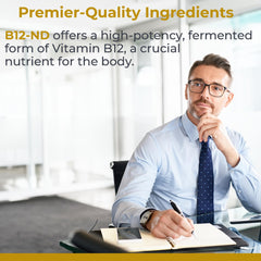 Premier Research Labs B12-ND liquid dropper enables precise dosing with methylcobalamin.