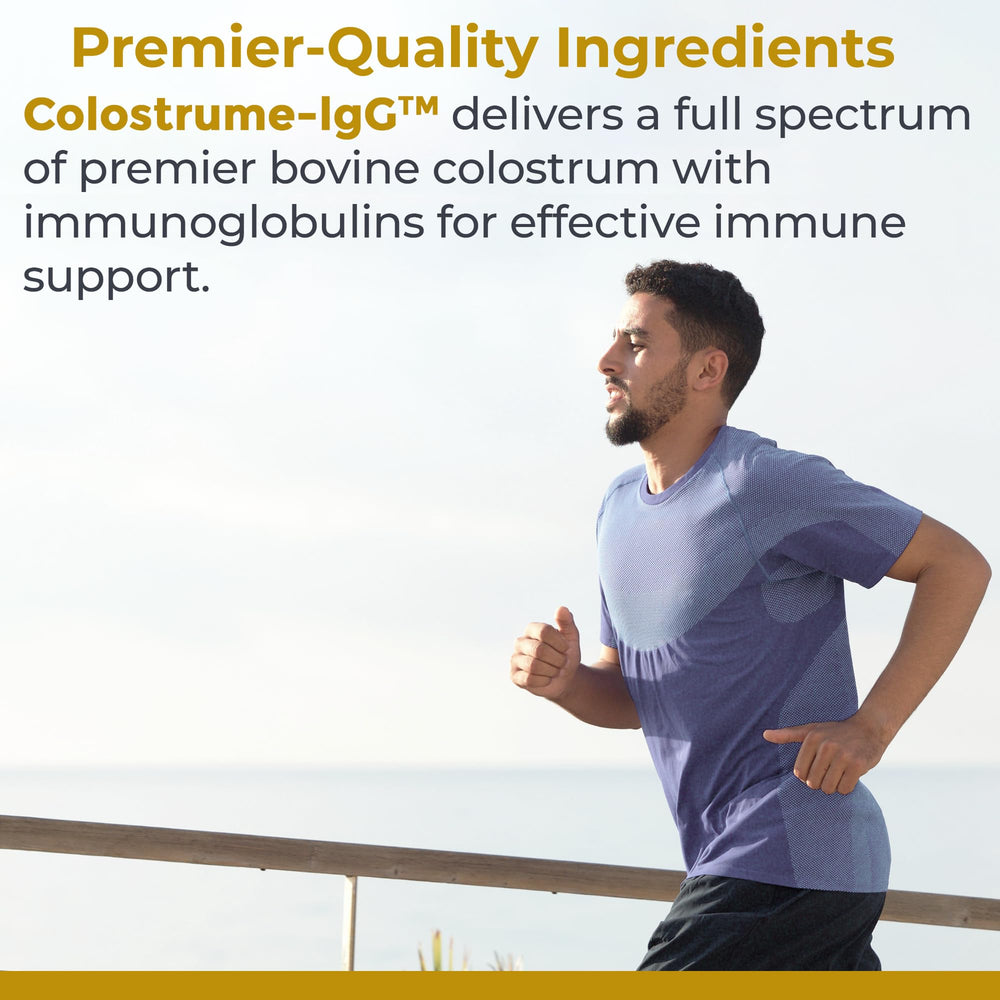 Premier Research Labs colostrum ingredients graphic highlighting lactoferrin
