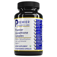 Premier Research Labs Glutathione Complex bottle front, ideal for everyday antioxidant support.