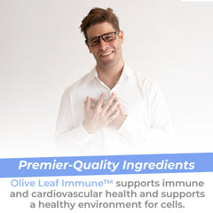 Premier Research Labs Olive Leaf Immune capsules being dispensed for easy daily dosing.