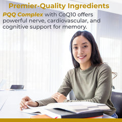 Premier Research Labs PQQ Complex energy support visual emphasizing daily stamina