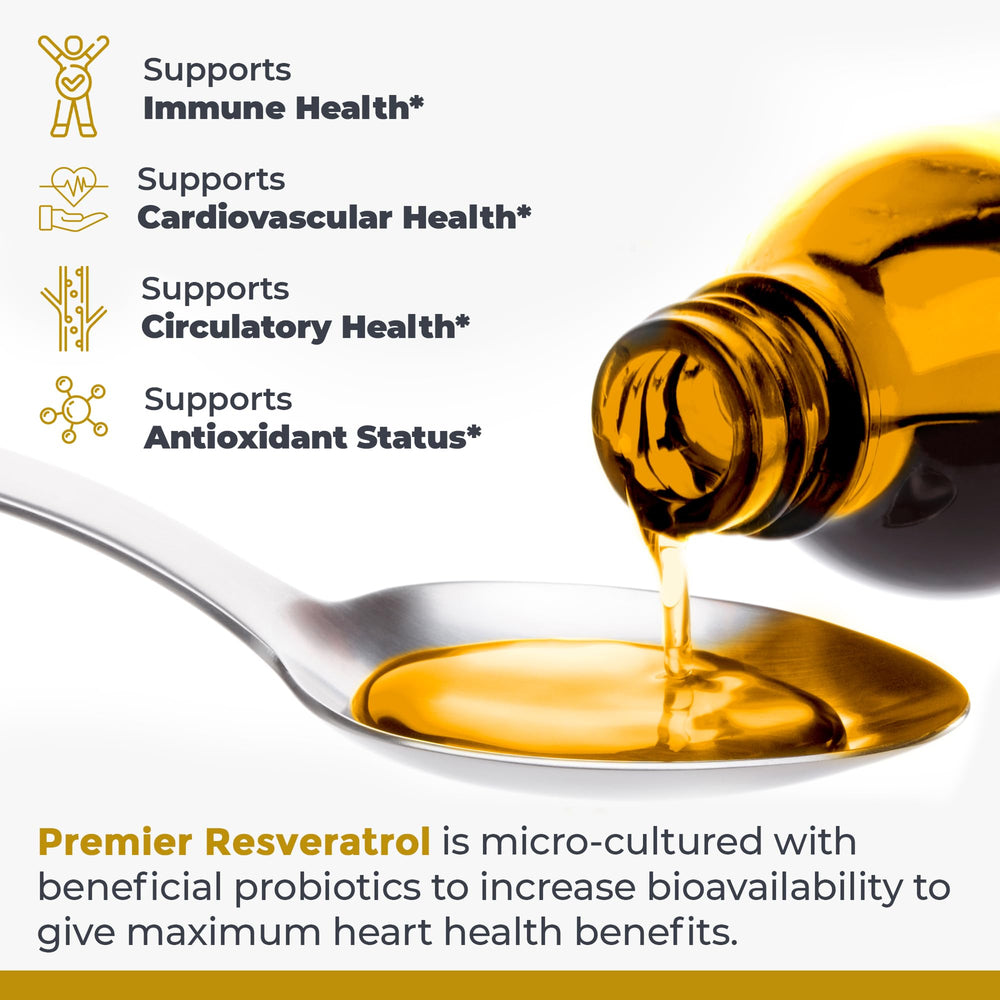 Premier Research Labs Resveratrol liquid in water ready to consume for convenient daily use.