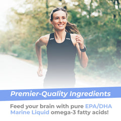 Graphic showing sustainably sourced ingredients for Premier Research Labs omega-3 liquid.