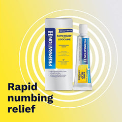 Preparation H Rapid Relief with Lidocaine close-up highlighting numbing action for discomfort