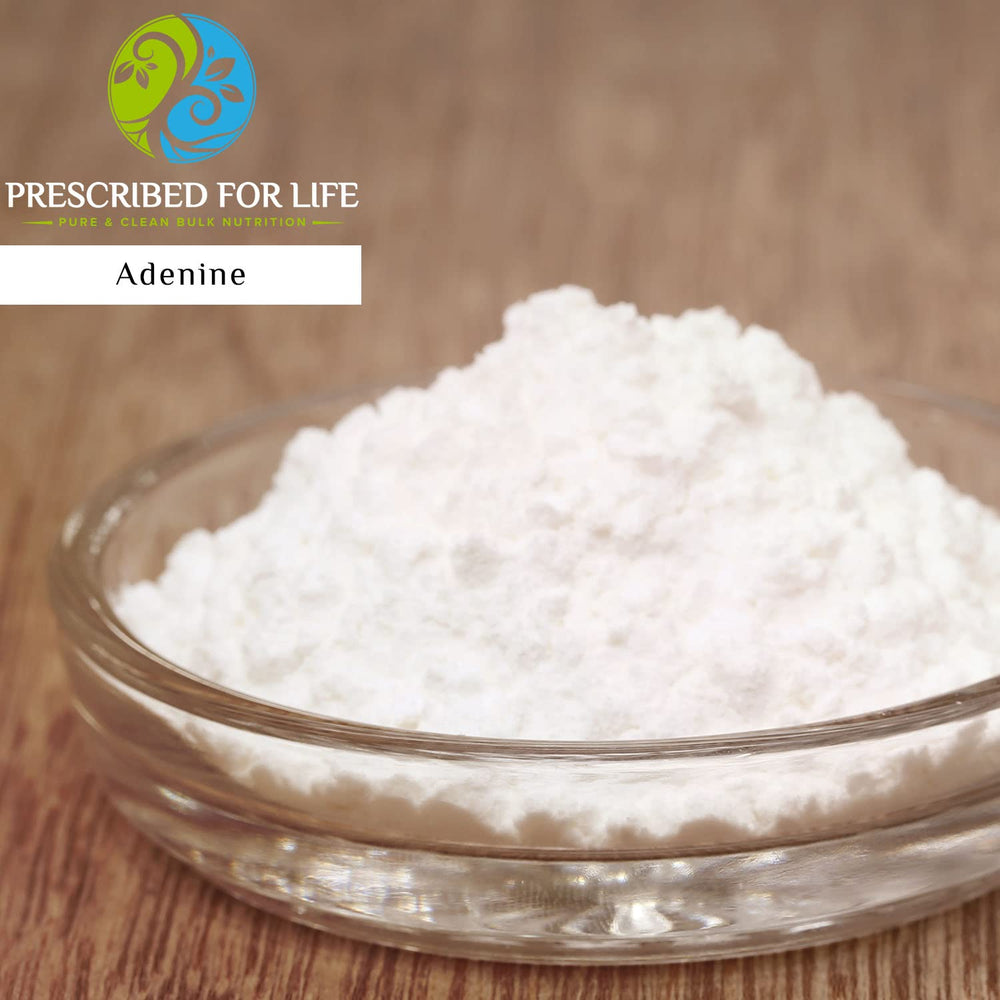 Prescribed For Life adenine powder pouch highlights resealability for freshness and convenience.