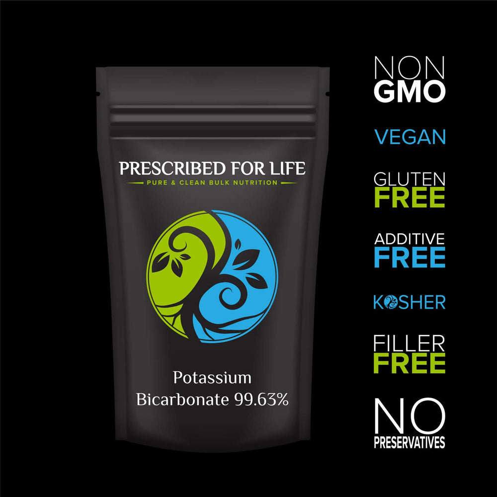Baking-ready potassium bicarbonate powder from Prescribed For Life with precise measurements