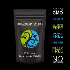 Baking-ready potassium bicarbonate powder from Prescribed For Life with precise measurements