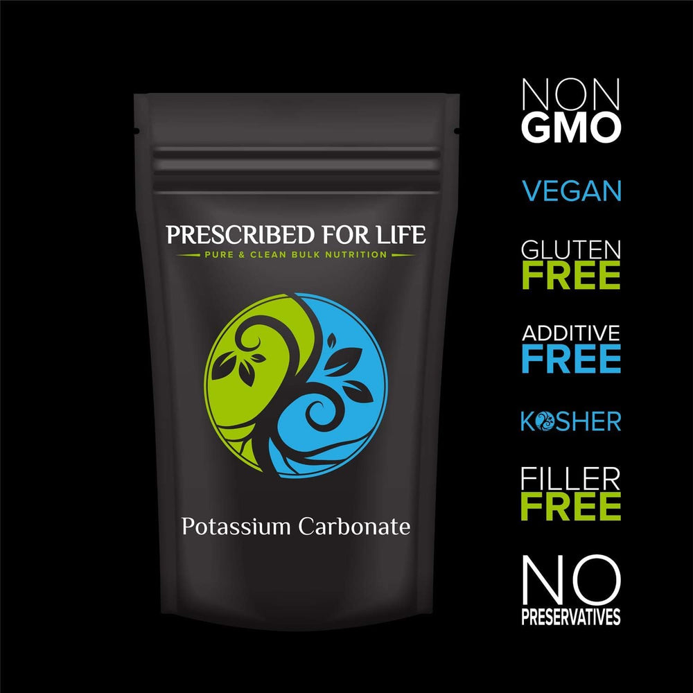 Prescribed For Life potassium carbonate powder ideal for garden use and soil balancing.