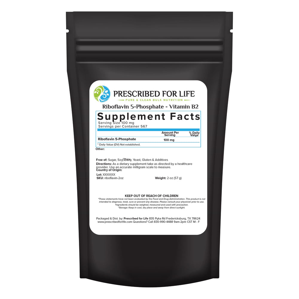 Prescribed For Life riboflavin powder bottle for easy daily vitamin B2 support