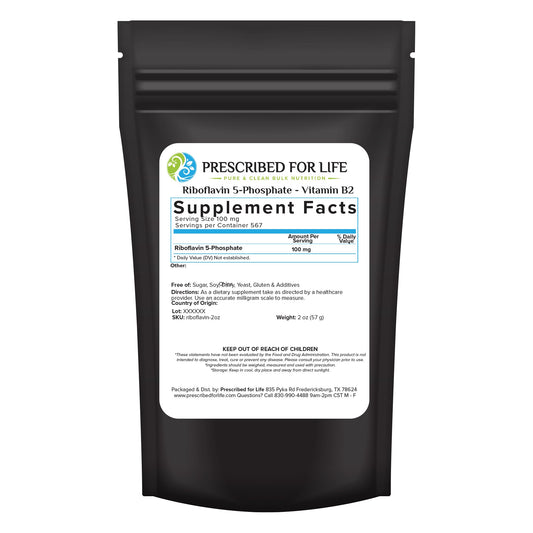 Prescribed For Life riboflavin powder bottle for easy daily vitamin B2 support
