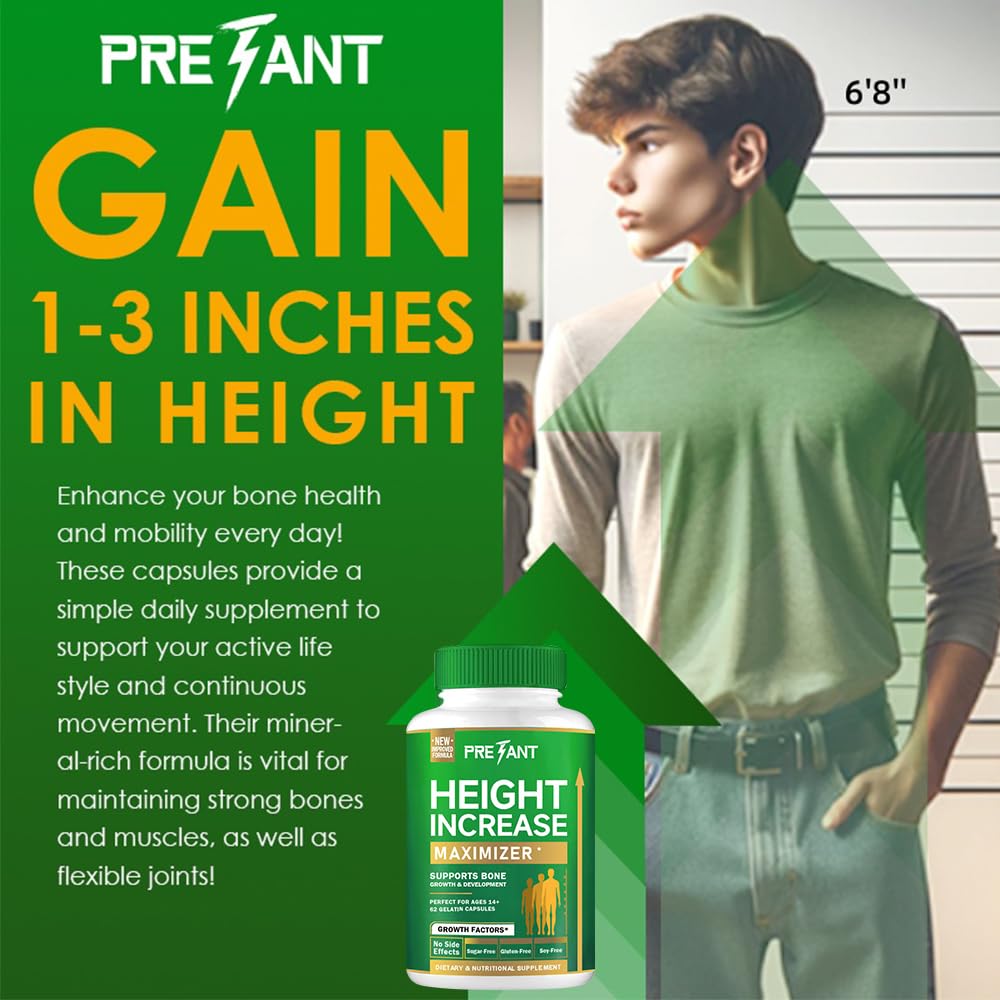 PRETANT Growth Capsules vegetarian capsules shown for dietary suitability.